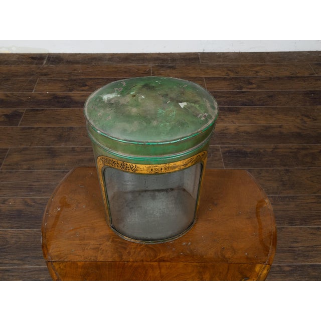 English English 19th Century Parnall & Sons Green Painted Tea Box with Glass Front For Sale - Image 3 of 12