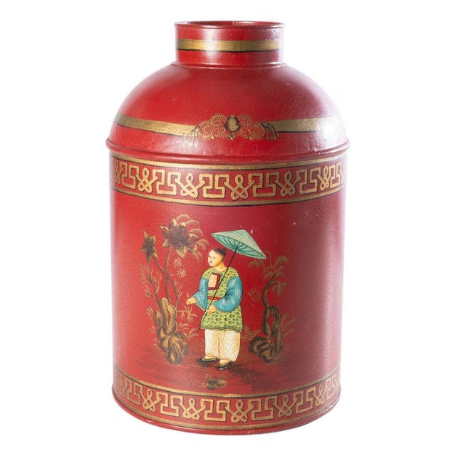 Tole Painted Tea Canister For Sale