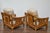 Mid-Century Modern Midcentury Bamboo Lounge Chairs with Ottoman, Rattan Accents, and Linen Fabric For Sale - Image 3 of 12