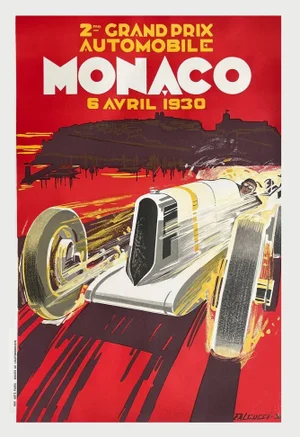 1930 Monaco Automobile Grand Prix Poster Reissue