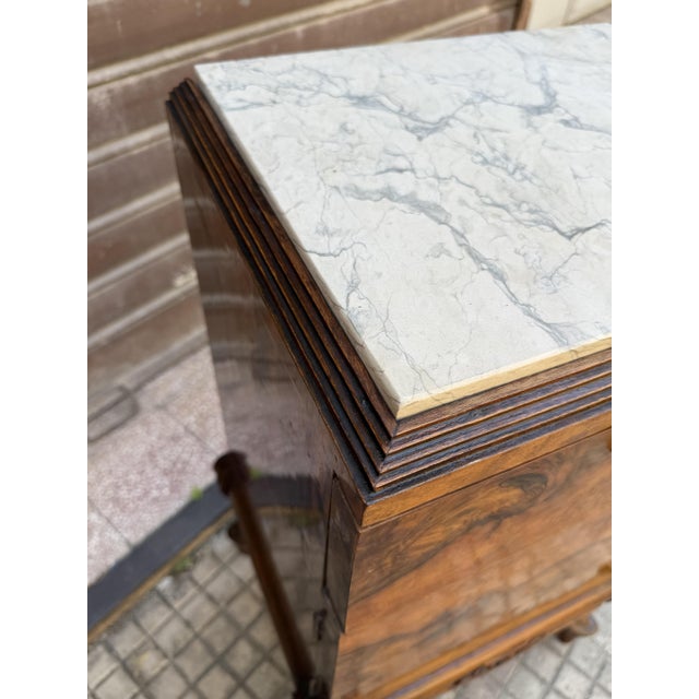 Art Deco Italian Bedside Tables with Marble Top, 1940, Set of 2 For Sale - Image 4 of 10