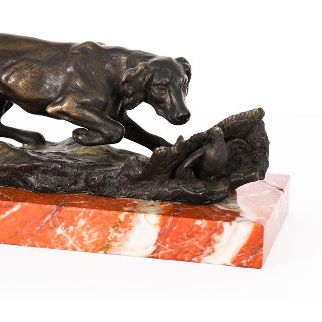 Carl Kauba, Hunting Dog, 19th Century, Bronze and Marble For Sale - Image 4 of 15