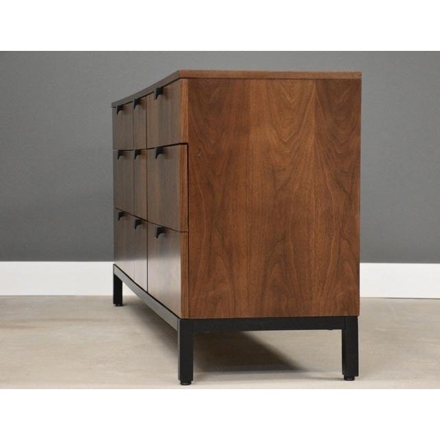 Mid-Century Modern 1960s Refinished 72” Milo Baughman for Directional Walnut Dresser For Sale - Image 3 of 8