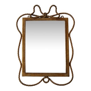 Vintage Italian Style Regency Gilt Twisted Rope and Tassel Wall Mirror For Sale