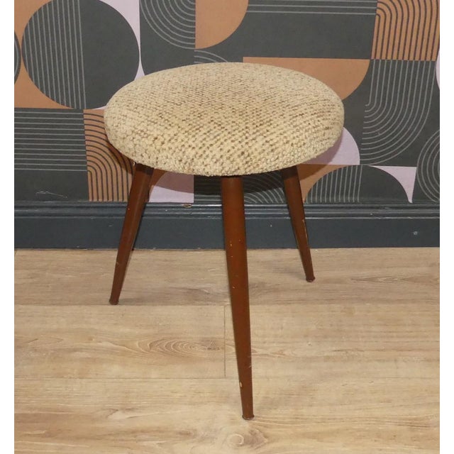 Wood 1950s Tacke Stool, Round, Wood, 3 Legs, Beige For Sale - Image 7 of 7