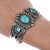 6 3/8" c1940's-50's Navajo Stamped silver bracelet with turquoise 32mm wide in<br>center, old/stable fracture in...