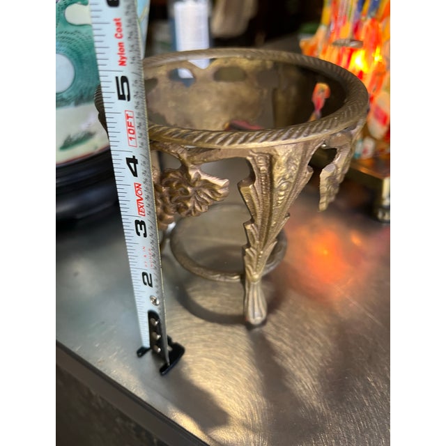 Mid-Century Modern Vintage Brass Egg/Crystal Holder With Grape and Leaf Accents For Sale - Image 3 of 6