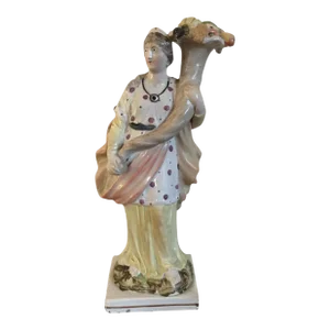 Large Antique Early 19th Century English Regency Pearlware Staffordshire Classical Figure of Ceres Roman Goddess of Agriculture
