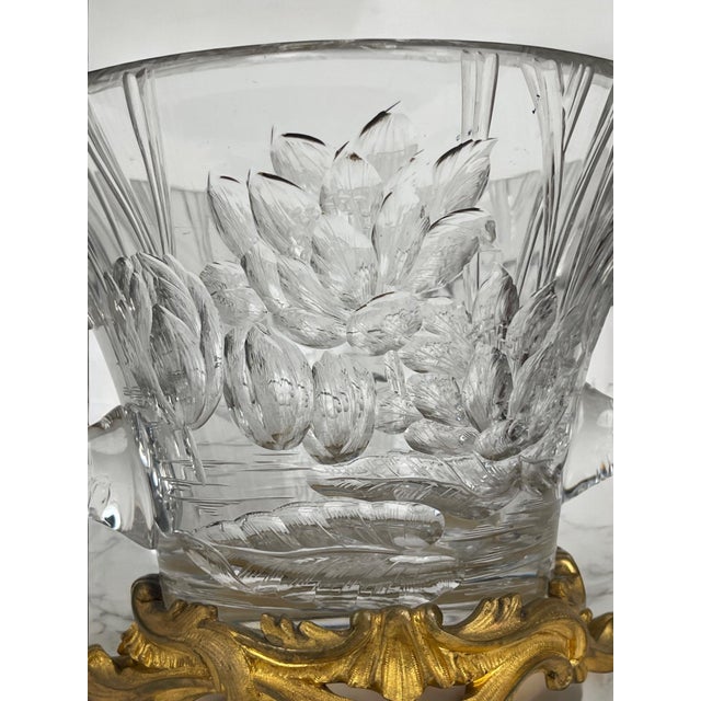 19th Century French Hand Carved Crystal Mounted on Ormolu Vase by Escalier De Cristal For Sale In Los Angeles - Image 6 of 12