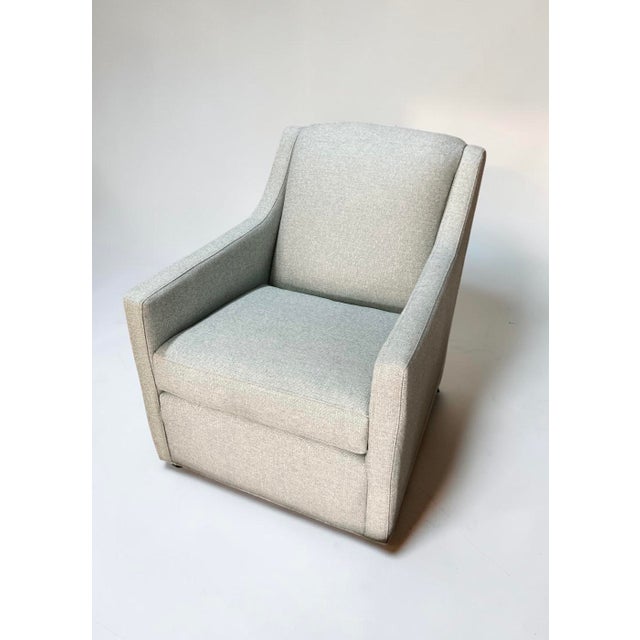 C. R. Laine Kendrick Swivel Chair in Thibaut Everly Spa Blue For Sale - Image 10 of 17