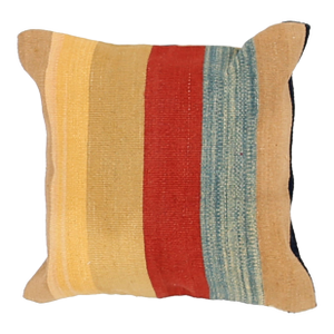 Arteverk Handwoven Reversible Wool Kilim Pillow — Beige & Red Stripe