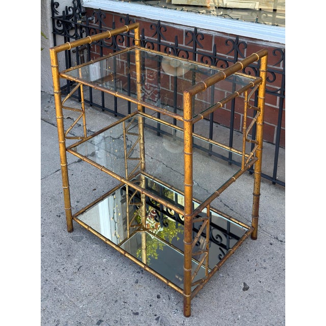 Ornamental & Decorative Materials 1960’s Hollywood Regency Faux Bamboo Cocktail Bar Cart For Sale - Image 7 of 11