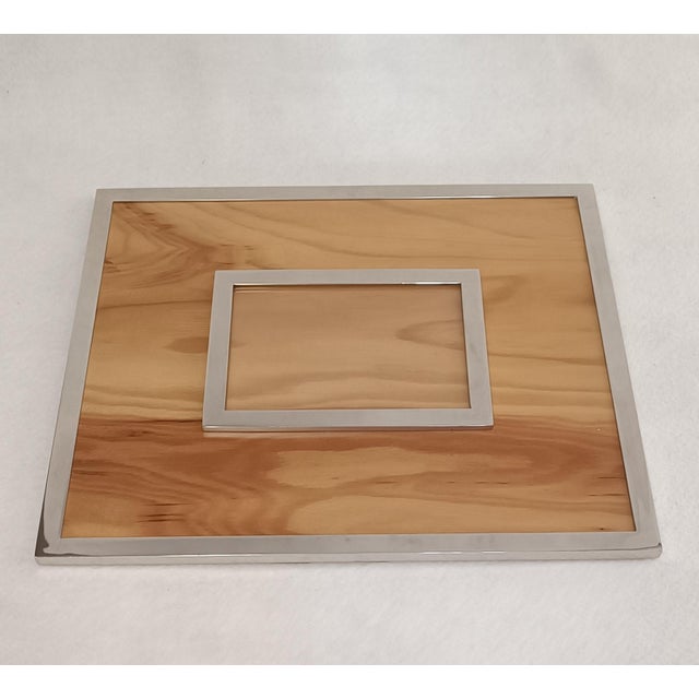 Wood and Chrome Metal Photo Frame, 1970s For Sale - Image 4 of 12