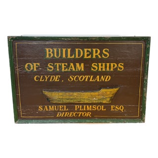 Victorian Clyde Shipbuilders Trade Sign with Annotated Steamship Hull Model For Sale