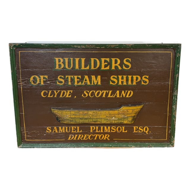 Victorian Clyde Shipbuilders Trade Sign with Annotated Steamship Hull Model For Sale
