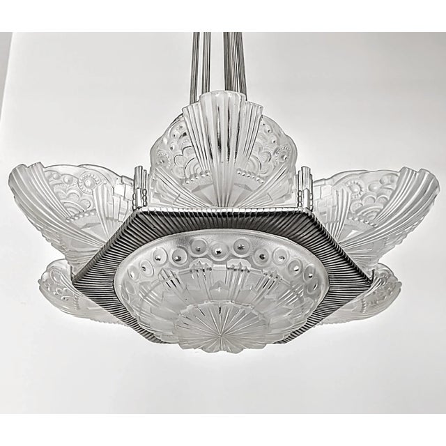 Art Deco French Art Deco Chandelier by “Georges Leleu” For Sale - Image 3 of 9