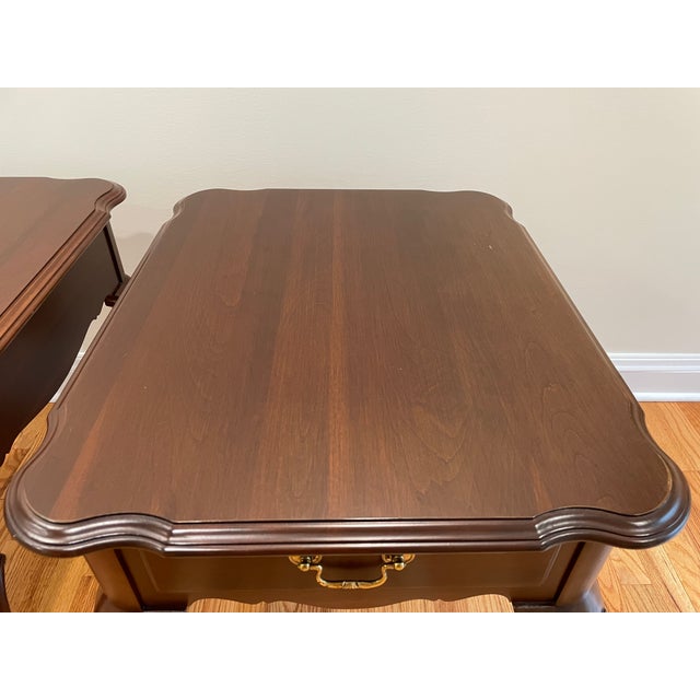 Pair of Ethan Allen Georgian Court Queen Anne Style Side Tables For Sale - Image 10 of 13