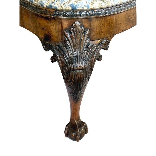 Large English George II Walnut Bench with Carved Legs For Sale - Image 9 of 12