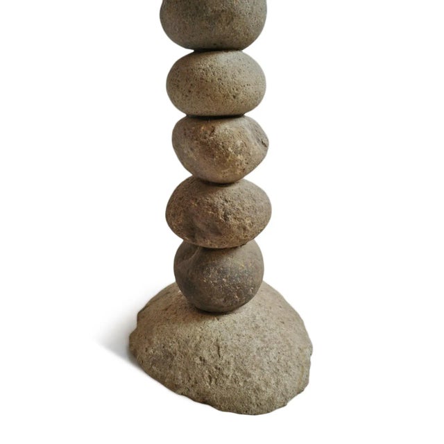 Vintage Organic Modern Stacked River Rock Bistro Table For Sale - Image 4 of 5