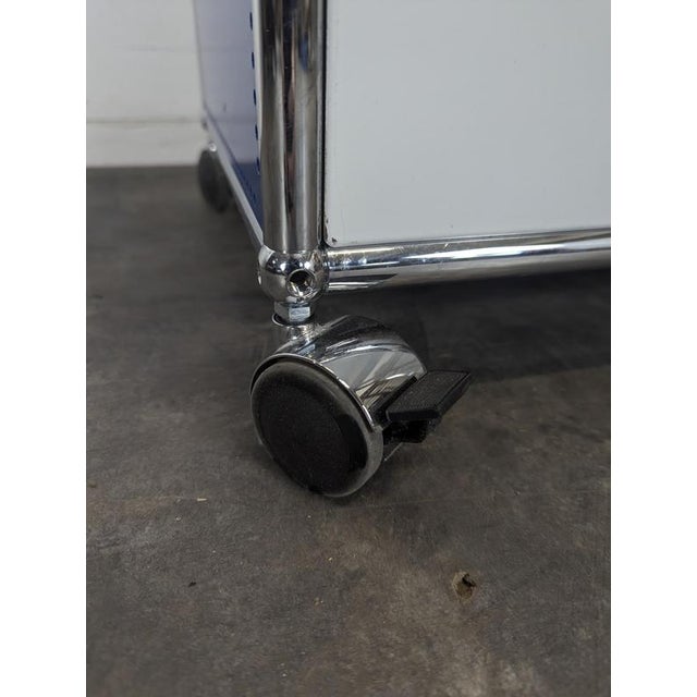 2000 - 2009 Gentian Blue and White Cabinet with Drop-Down Door on Casters from USM Haller For Sale - Image 5 of 10