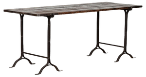 19th Century Iron & Pine Trestle Table, 1890s
