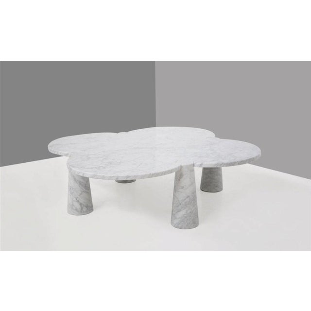1980s White Carrara Marble Eros Quadrifoglio Coffee Table by Angelo Mangiarotti for Skipper, 1990s For Sale - Image 5 of 5