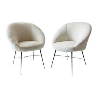 1950s Italian Pair of Boucle Armchairs, Attributed to Silvio Cavatorta For Sale