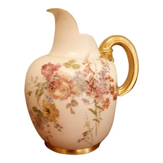 Antique Hand Painted Royal Worcester Pitcher For Sale