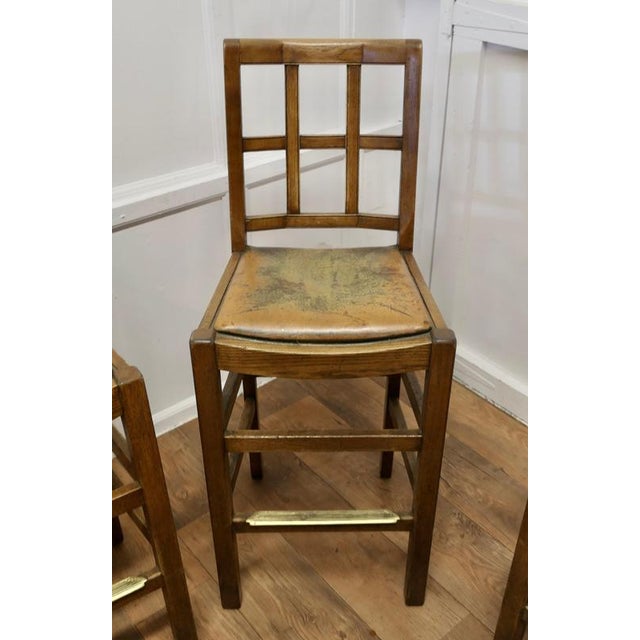 Wood Arts and Crafts High Bar Stools in Oak, 1950s, Set of 3 For Sale - Image 7 of 11
