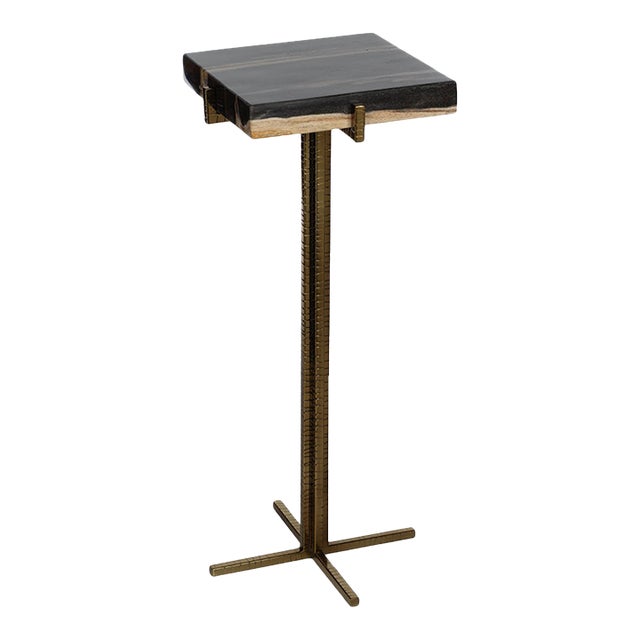 Florenza Petrified Wood Cocktail Table, Square For Sale