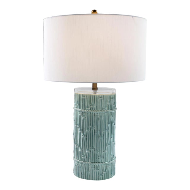 Bamboo Cylinder Lamp - Celadon For Sale
