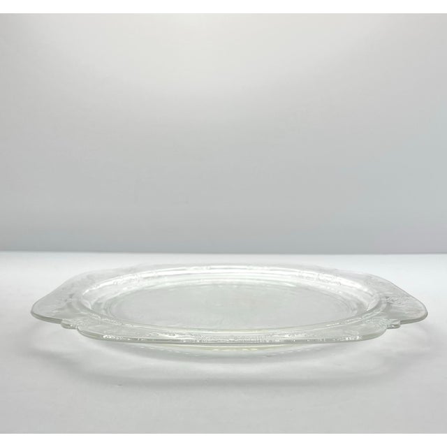 1930s 1930s Federal Glass “Madrid, Clear” 7 Etched Glass Dinner Plates For Sale - Image 5 of 5