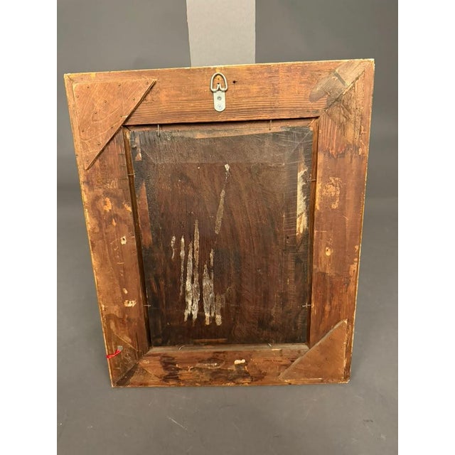19th Century European Alpine Landscape Oil on Board With Hand-Carved Gilt Frame, Circa 1870 For Sale - Image 11 of 13