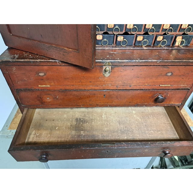 1920s Antique Machinists Twist Drill Multi Drawer Cabinet For Sale - Image 9 of 11