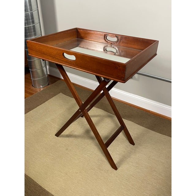 Red Marked Butler Tray on Stand in Mahogany -- 19th Century For Sale - Image 8 of 11