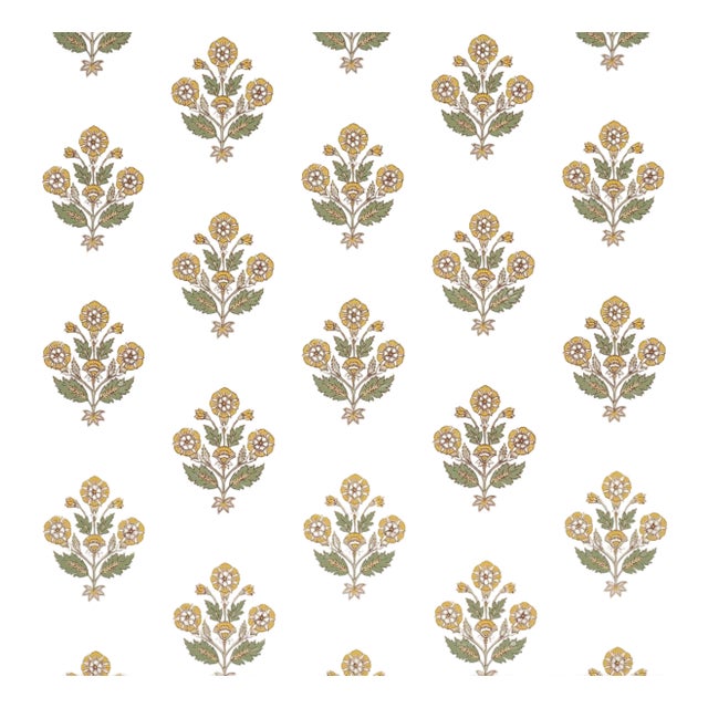 Sample - Schumacher Dalila Hand-Screen Print Wallcovering in Yellow For Sale