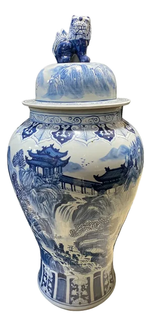 Vintage Large Chinese B & W Porcelain Ginger Jar 37"