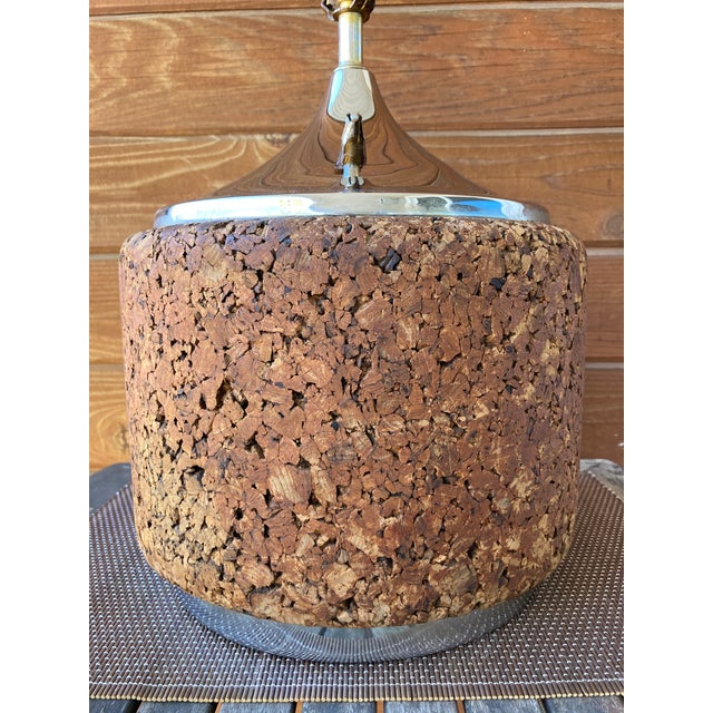 Laurel Lamp Company Mid-Century Modern Chrome and Cork Large Table Lamp For Sale - Image 4 of 9