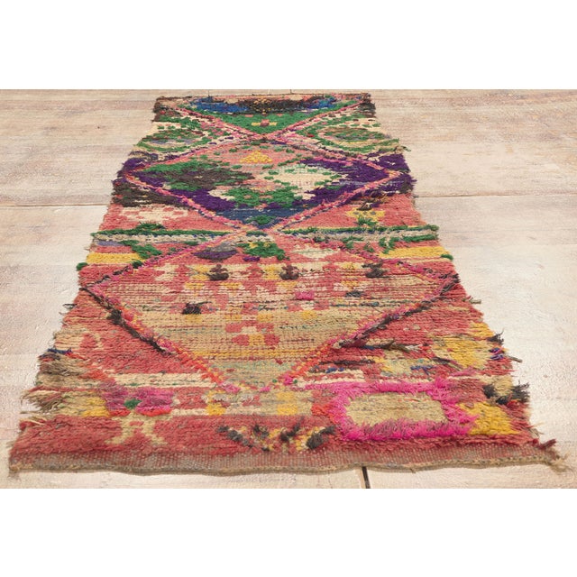 Vintage Boujad Boucherouite Moroccan Rug, 03'00 X 08'05 For Sale - Image 9 of 10