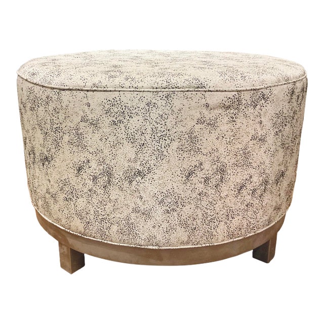 Norwalk Abstract Modern Large Black and White Round Fulton Ottoman For Sale