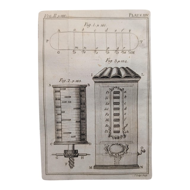 Antique Engraving, c.1780 — Mechanical Music Box Diagram, J. Lodge (1753–1796) For Sale