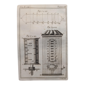 Antique Engraving, c.1780 — Mechanical Music Box Diagram, J. Lodge (1753–1796)