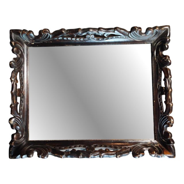 Carved Wood Wall Mirror, 1890s For Sale