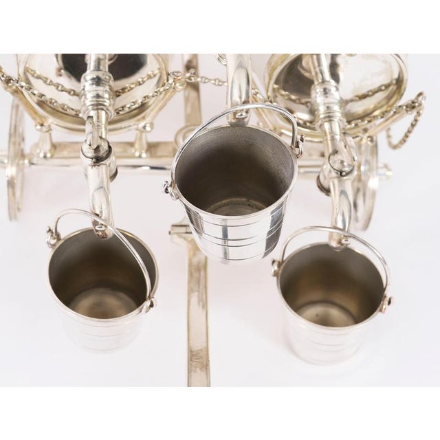 Antique Silver Plated Frosted Crystal Barrel Dispensers and Tot Pails, 1800s, Set of 6 For Sale - Image 6 of 16