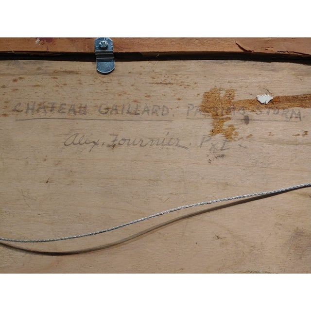 Alexis Fournier -Chateau Gaillard in Normandy Cloudy Sky-19th Century Tonalist Oil Painting For Sale - Image 9 of 11