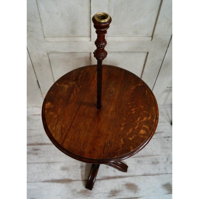 Antique Oak Adjustable Ratchet Candle Stand Table, 1820 For Sale - Image 4 of 10