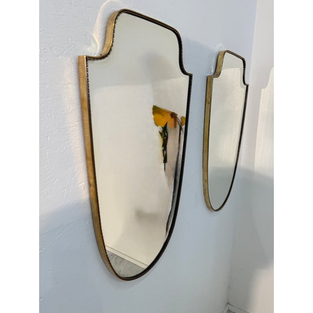 Vintage Hollywood Regency Brass Beaded Wall Mirror For Sale - Image 9 of 10