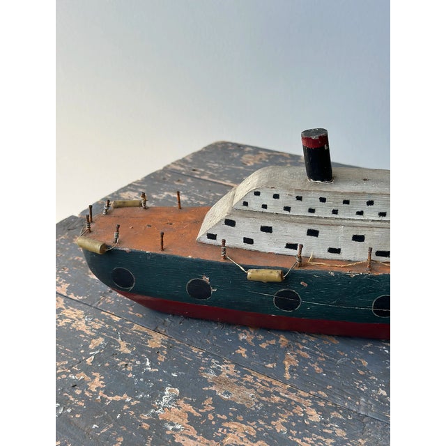 Vintage Folk Art Ship Sculpture, Circa 1930s For Sale In New York - Image 6 of 18