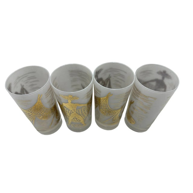 Glass 1950's Marc Bellaire Beachcomber Design Tumbler Glassware Highballs- Set of 4 For Sale - Image 7 of 8