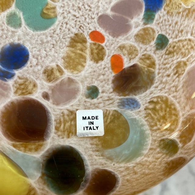 Italian Blown Glass Millefiori Vase/ Vessel With Flat Rim | Chairish